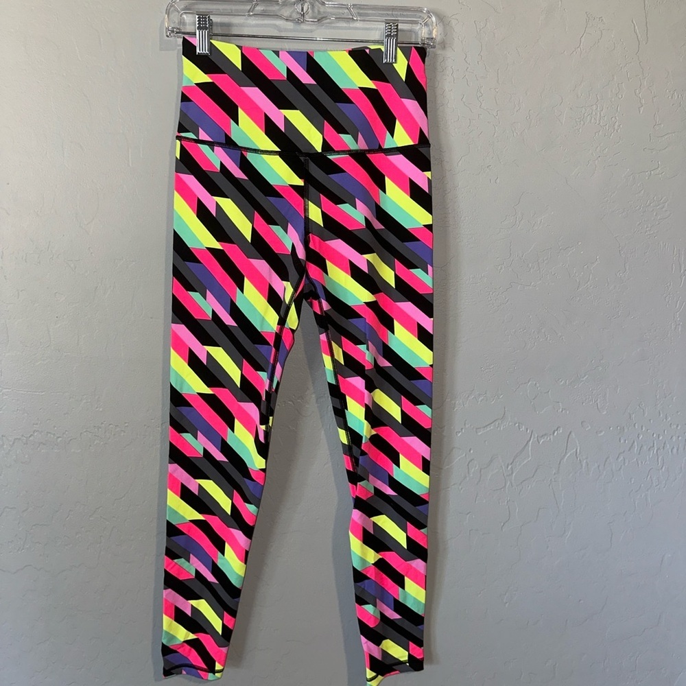 Victoria's Secret Neon Geo Print Leggings - Black, Pink, Yellow, Green, Purple
